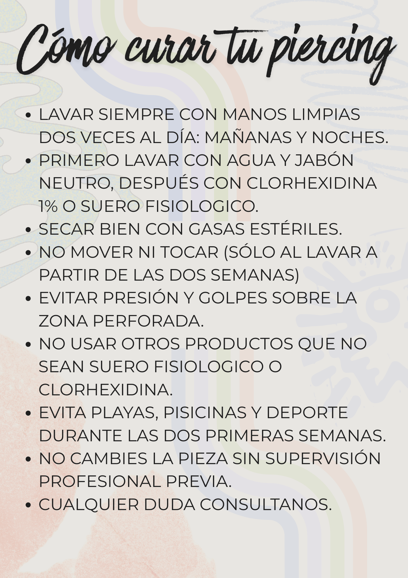 Cuidados del piercing en español